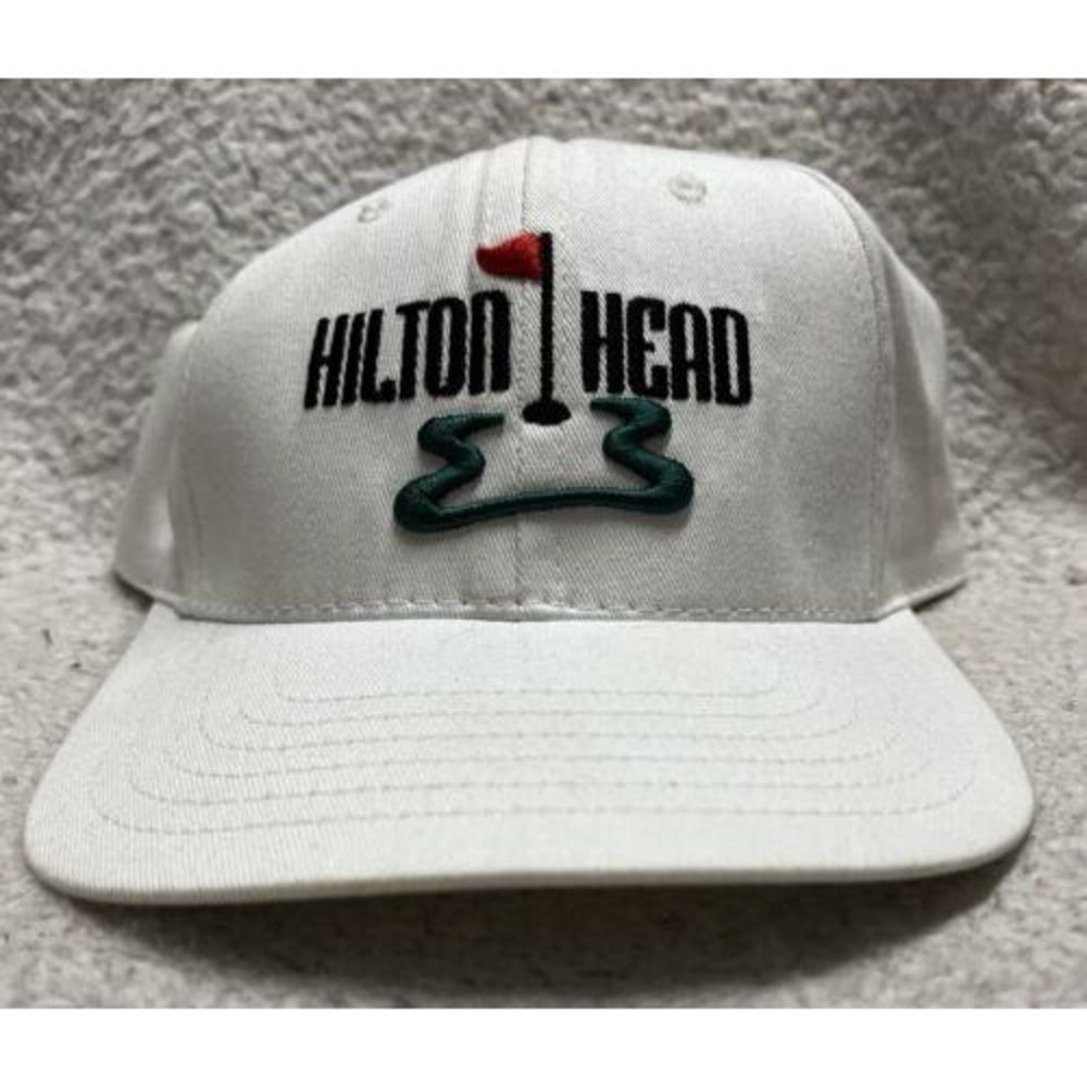 Rare Vintage Hilton Head Golf Baseball Cap/Hat White Strap Back Made In The USA